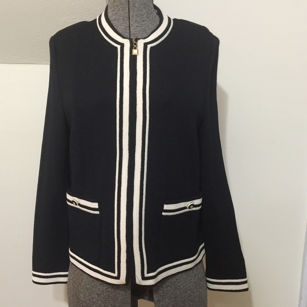 St John black and cream knit jacket